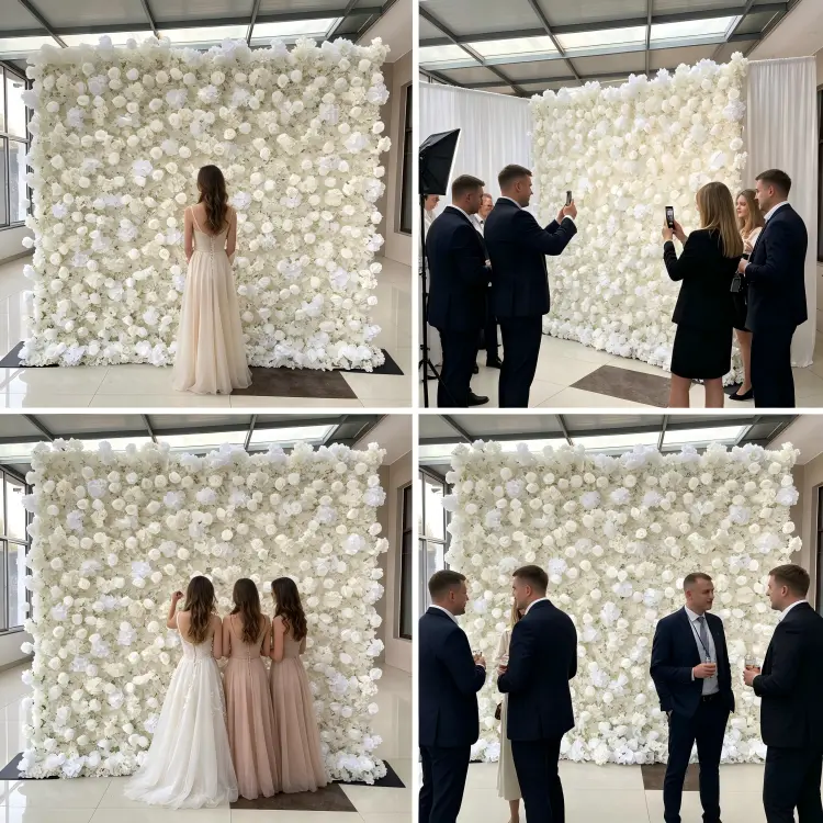 white flower wall four event applications wedding photo booth bridal shower corporate