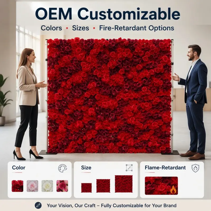 Dense Red Rose Flower Wall – Handmade Wedding Backdrop Wall