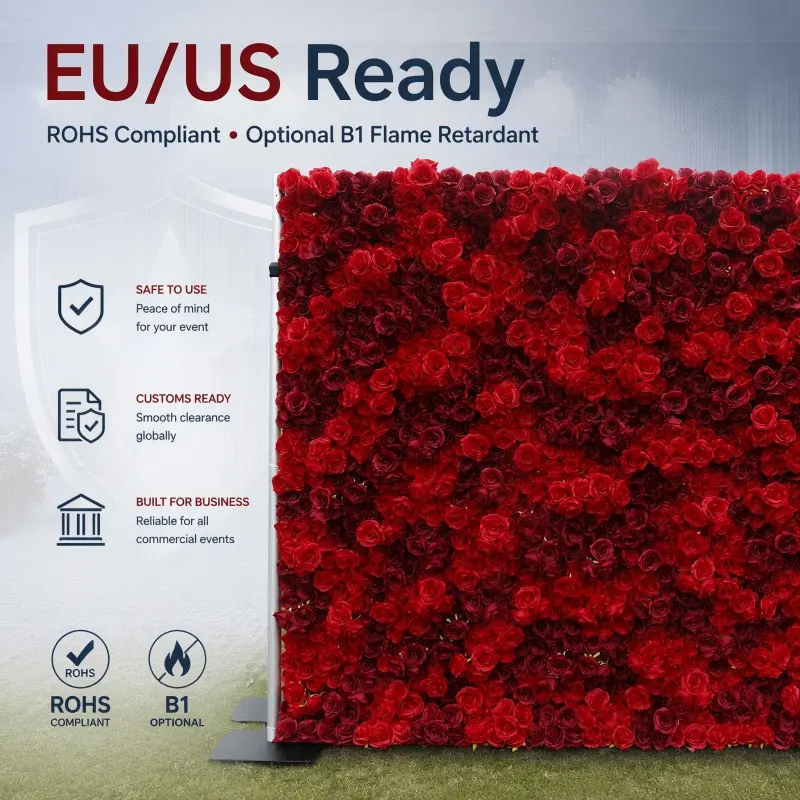 Dense Red Rose Flower Wall – Handmade Wedding Backdrop Wall