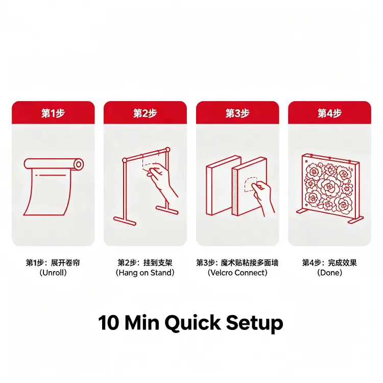 flower wall 4 step installation guide quick setup