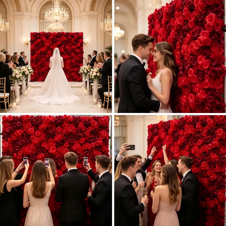 red rose flower wall four event applications wedding valentine photo booth birthday