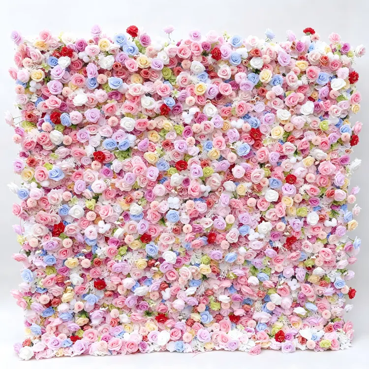 colorful mixed flower wall front view full display