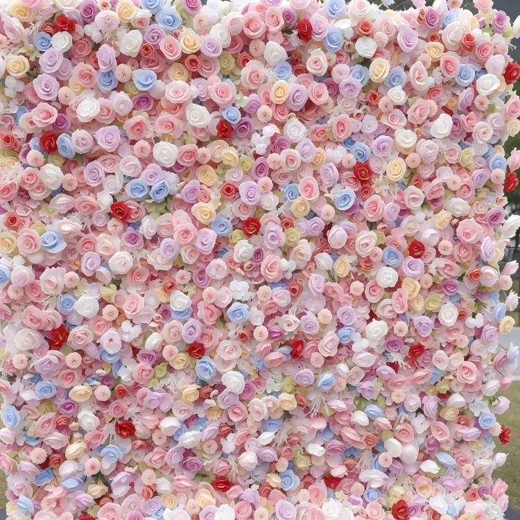 multicolor flower wall close up mixed bloom texture detail