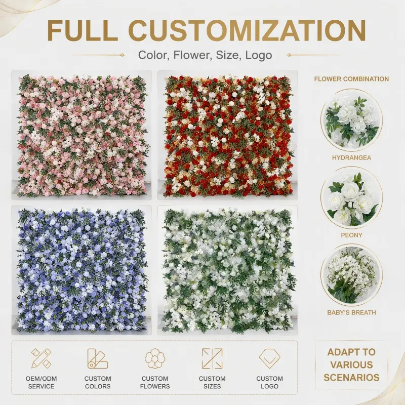 White Green Flower Wall Panel – Artificial Greenery Wall Backdrop