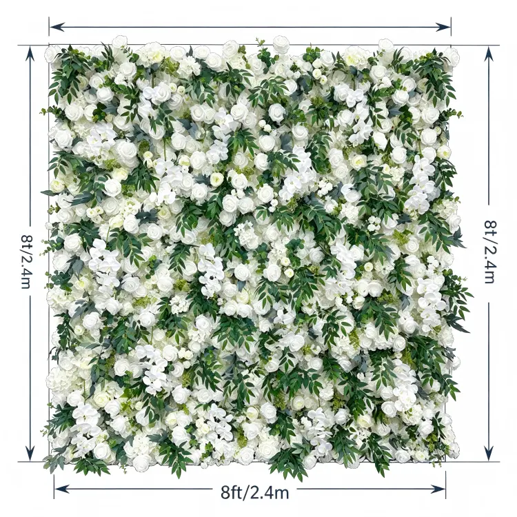 8x8ft flower wall panel dimensions size chart 2.4m
