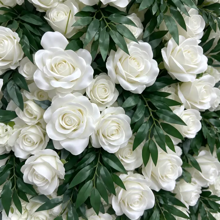 greenery flower wall close up texture detail leaves roses