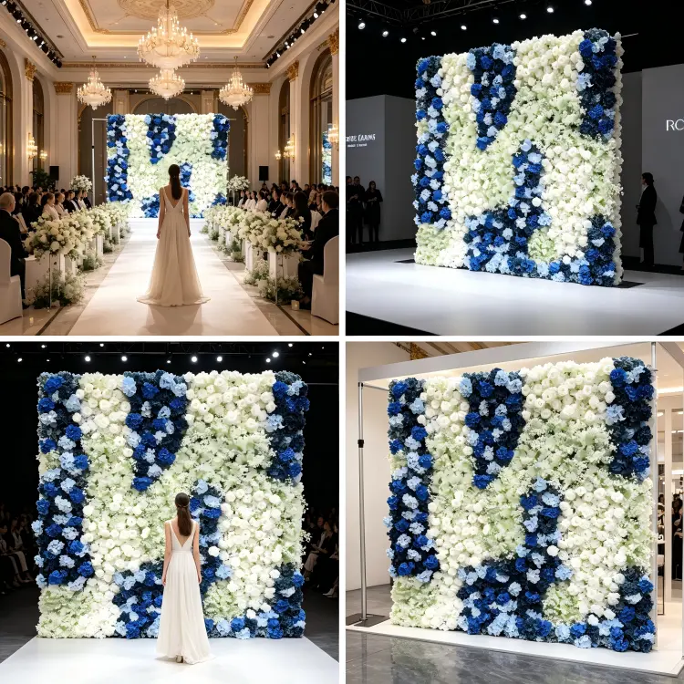 gradient flower wall four event applications wedding brand launch fashion show photo booth