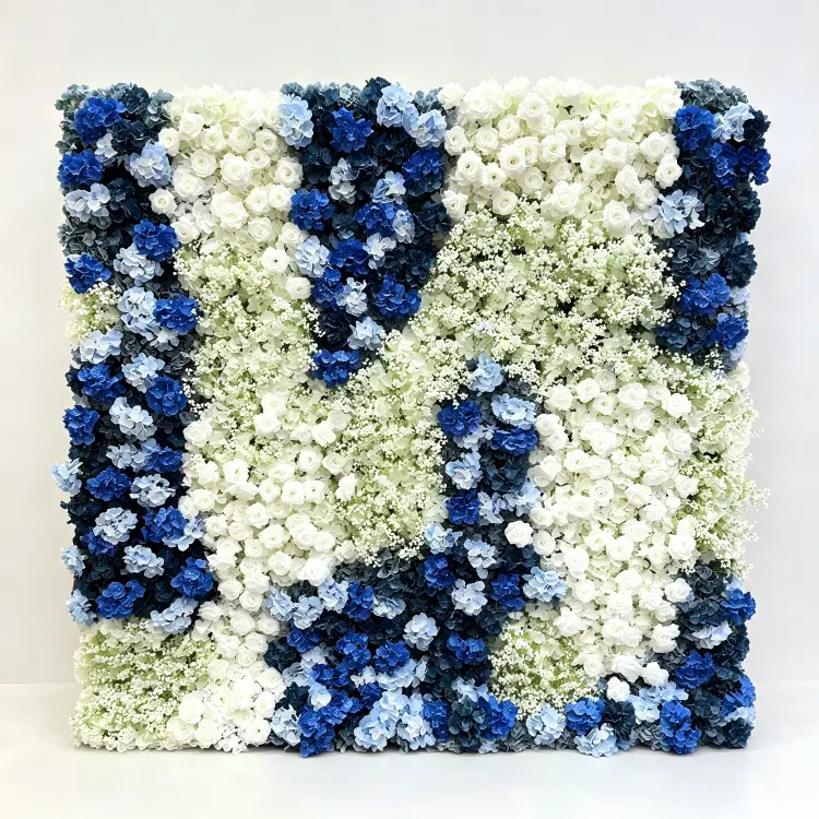 blue white gradient flower wall front view full display