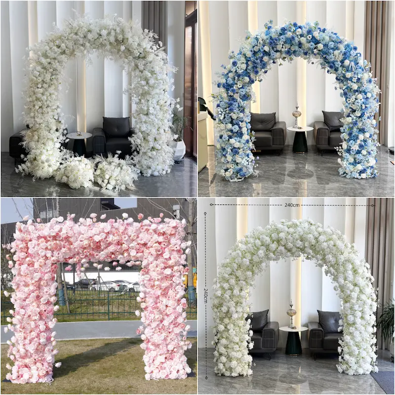 White Flower Arch – Premium Rose Floral Arch with Metal Stand for Wedding Ceremony