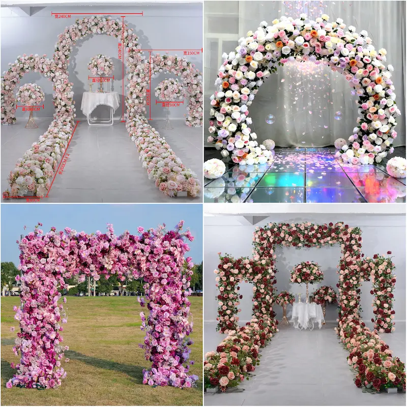 White Flower Arch – Premium Rose Floral Arch with Metal Stand for Wedding Ceremony