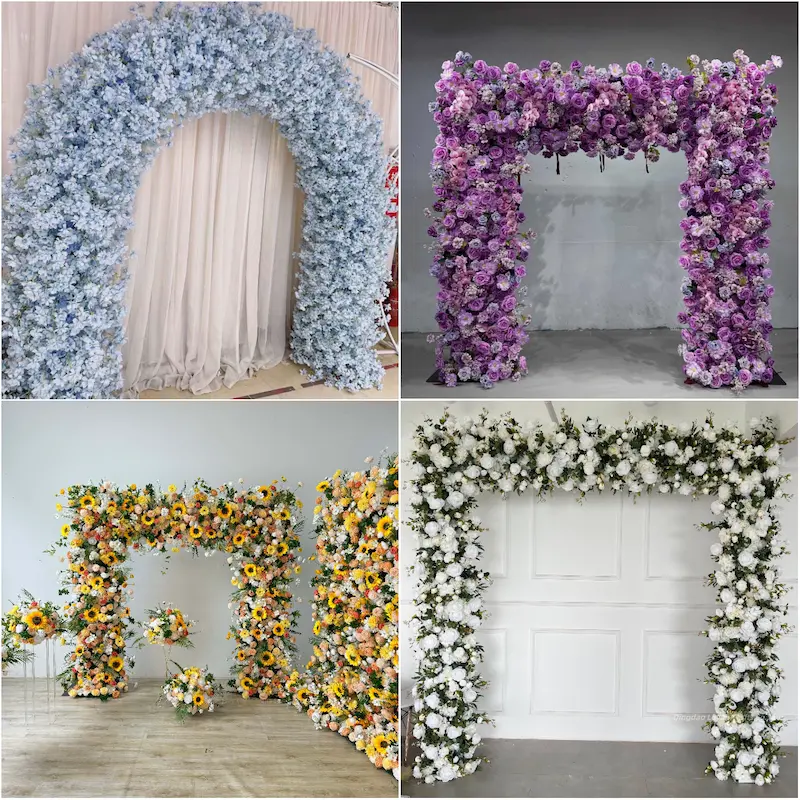 White Flower Arch – Premium Rose Floral Arch with Metal Stand for Wedding Ceremony