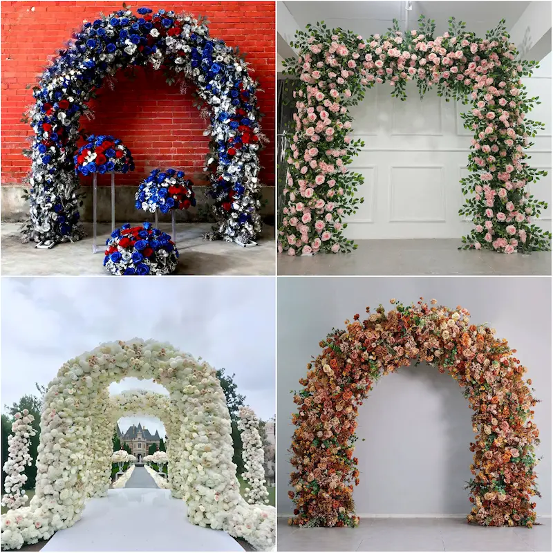 White Flower Arch – Premium Rose Floral Arch with Metal Stand for Wedding Ceremony