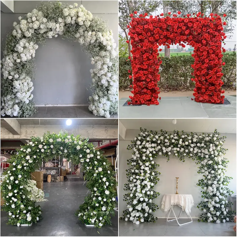 White Flower Arch – Premium Rose Floral Arch with Metal Stand for Wedding Ceremony