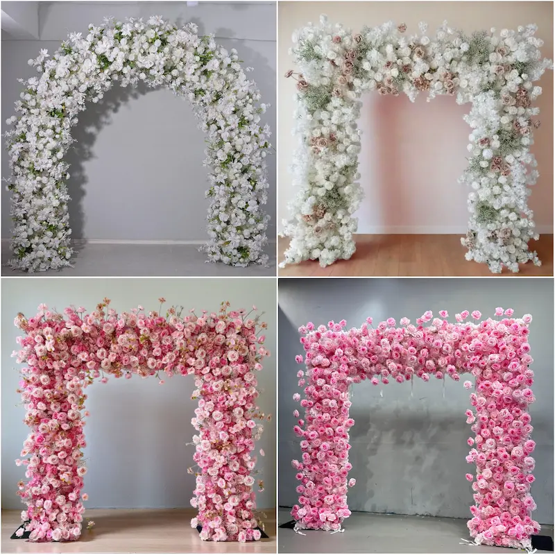 White Flower Arch – Premium Rose Floral Arch with Metal Stand for Wedding Ceremony