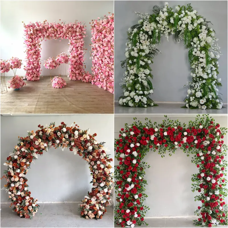 White Flower Arch – Premium Rose Floral Arch with Metal Stand for Wedding Ceremony