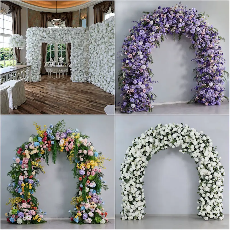 White Flower Arch – Premium Rose Floral Arch with Metal Stand for Wedding Ceremony
