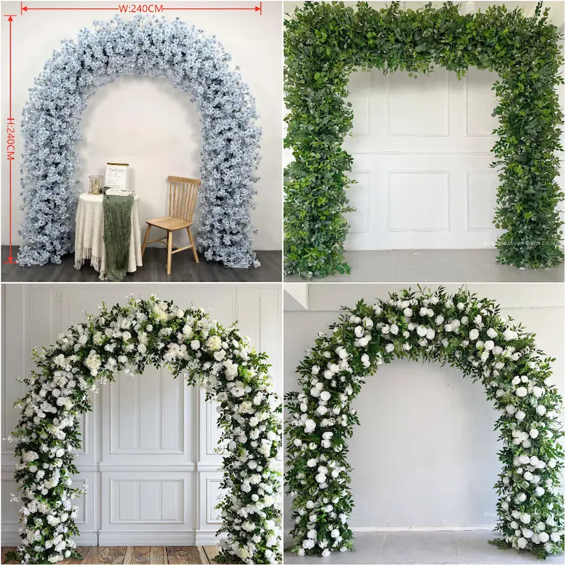 White Flower Arch – Premium Rose Floral Arch with Metal Stand for Wedding Ceremony