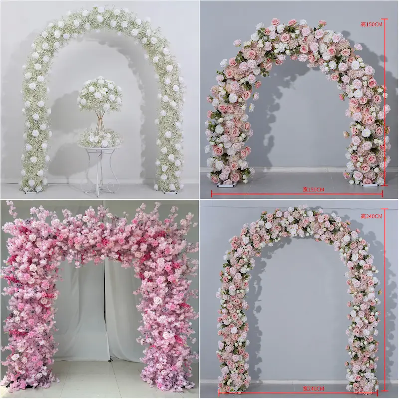 White Flower Arch – Premium Rose Floral Arch with Metal Stand for Wedding Ceremony