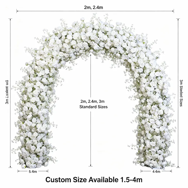 White Flower Arch – Premium Rose Floral Arch with Metal Stand for Wedding Ceremony