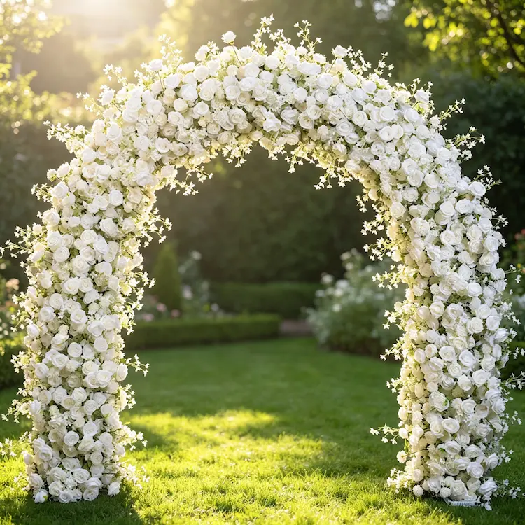 white-flower-arch-wedding-ceremony-outdoor