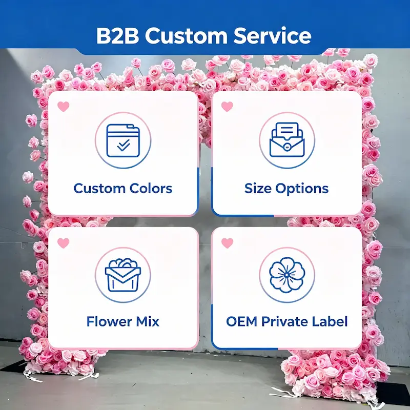 Pink Rose Flower Arch – Premium Gradient Floral Arch with Metal Stand for Wedding Ceremony