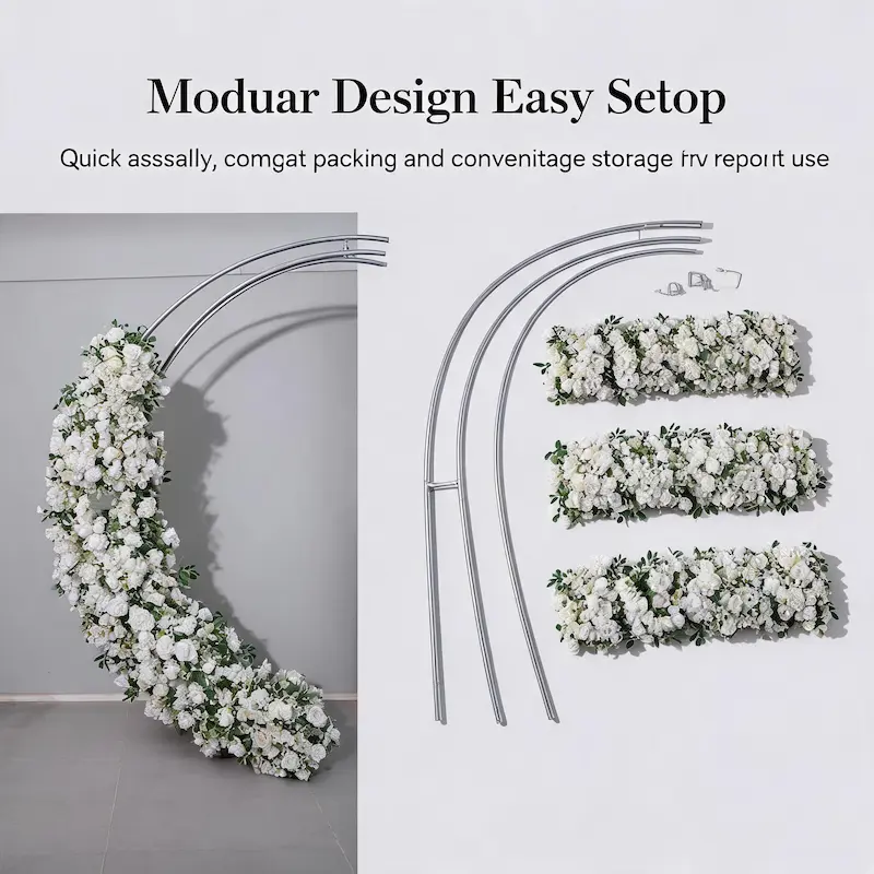 White & Green Flower Arch – Natural Rose Floral Arch with Eucalyptus Greenery for Outdoor Wedding Ceremony