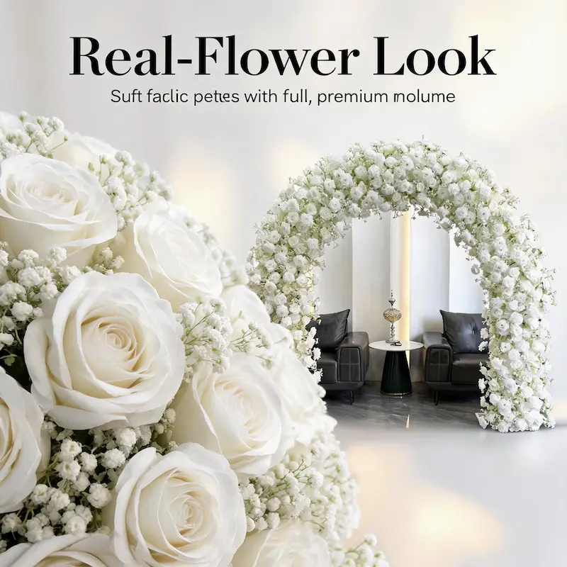 White Wedding Arch – Luxury Dense Full-Coverage Flower Arch for Wedding Ceremony