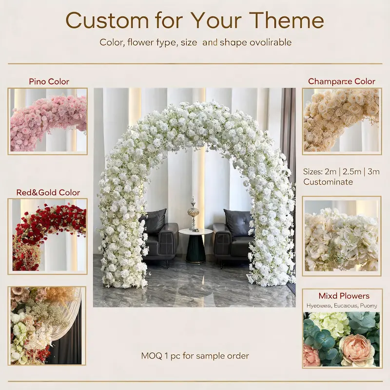 White Wedding Arch – Luxury Dense Full-Coverage Flower Arch for Wedding Ceremony