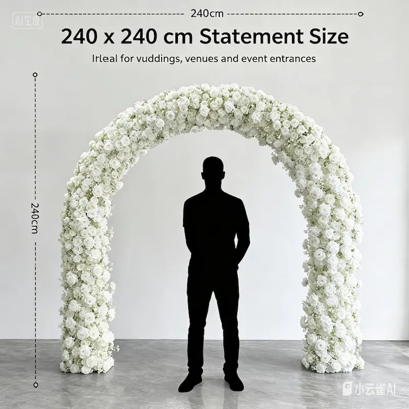 White Wedding Arch – Luxury Dense Full-Coverage Flower Arch for Wedding Ceremony
