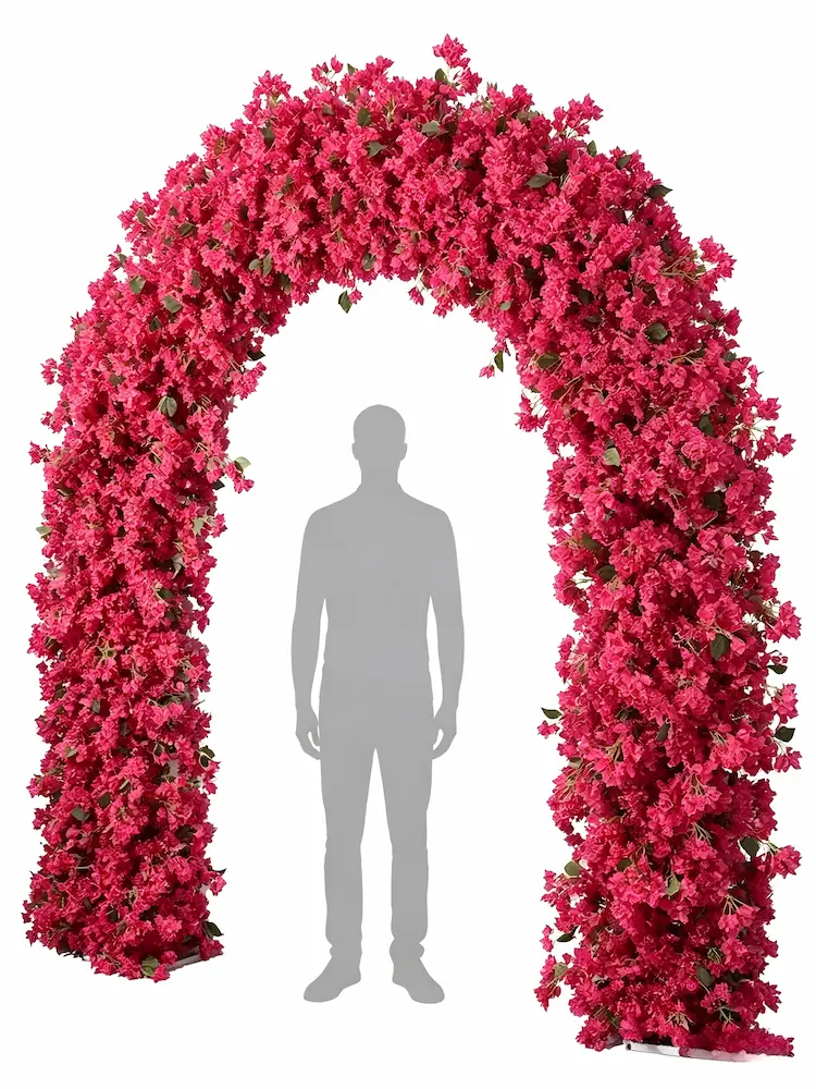 burgundy-flower-arch-size-scale-human-reference
