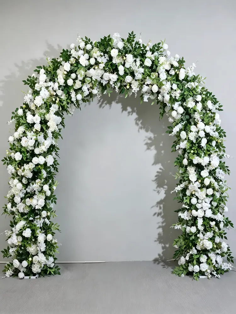 leafy white flower arch front view full display