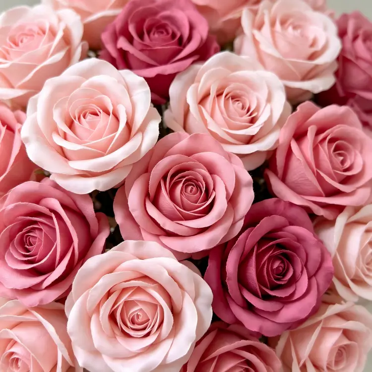 multi-tone pink rose flowers close up texture detail