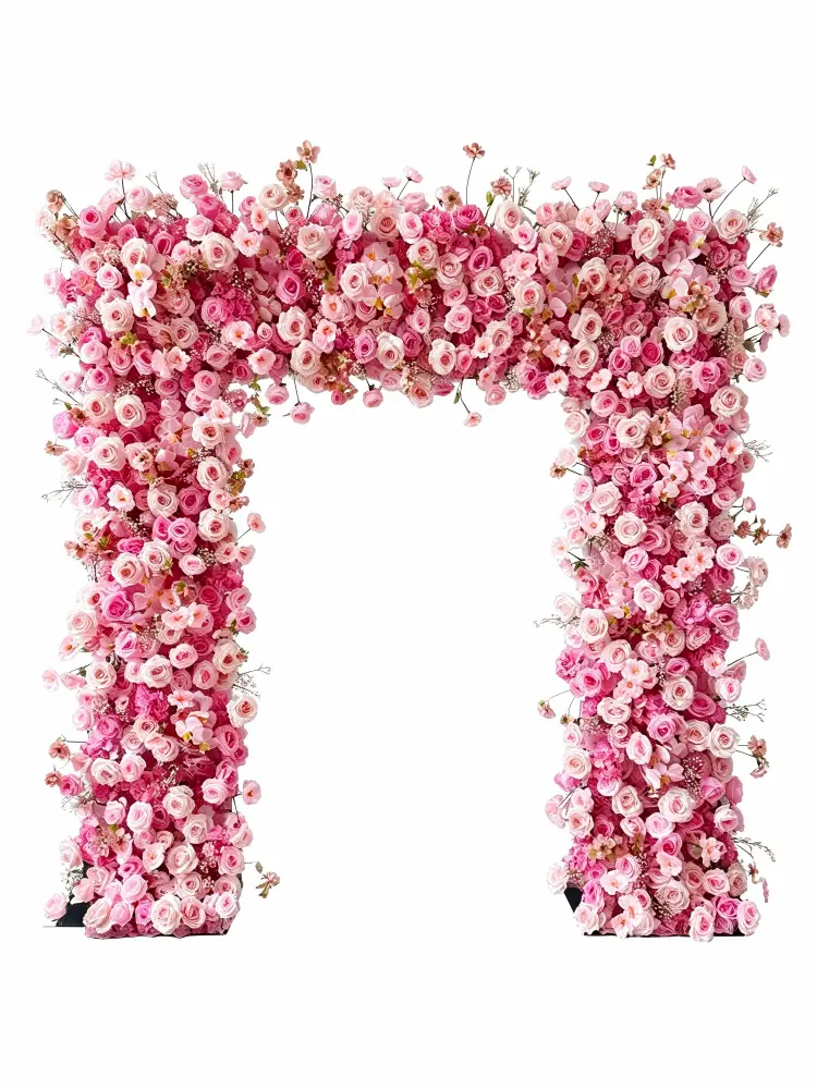 mixed pink flower arch front view full display