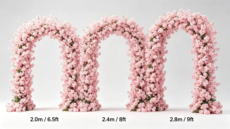 Pink Cherry Blossom Arch Size Comparison 2.0m 2.4m 2.8m Height Guide