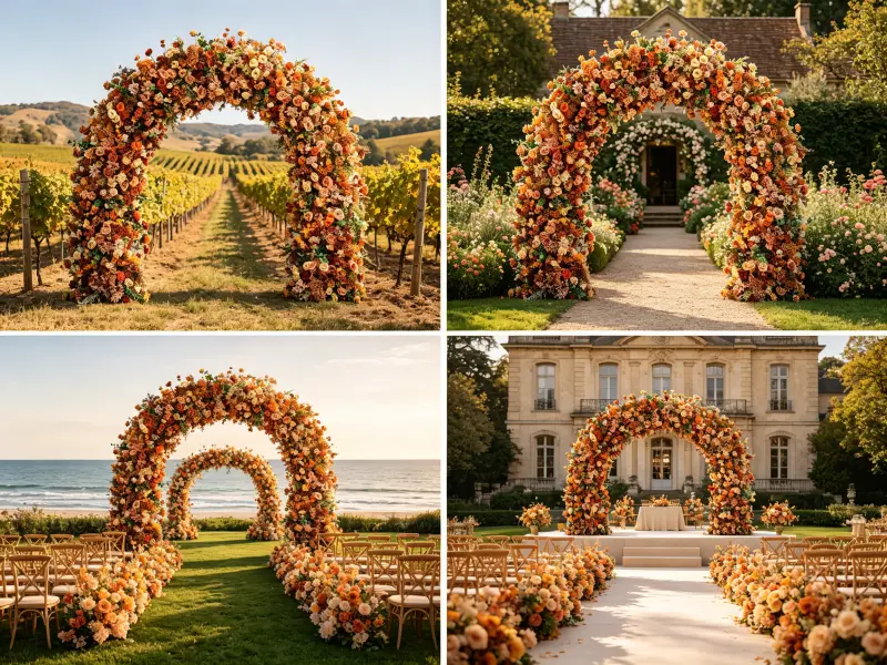 Global Outdoor Wedding Event Flower Arch Projects Portfolio Cases Worldwide Artificial Flower Arch
