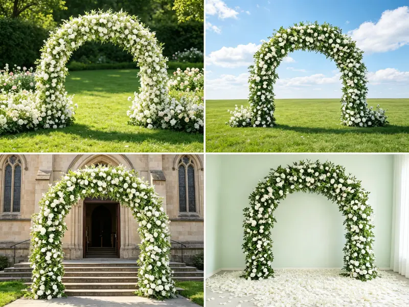 Spring Wedding Arch in Multiple Settings Garden Ceremony Lawn Church Photo Booth