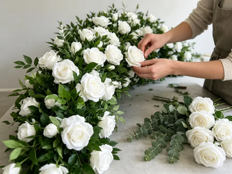 Artisan Handcrafting Spring Flower Arch Detail Process Handmade Quality Control