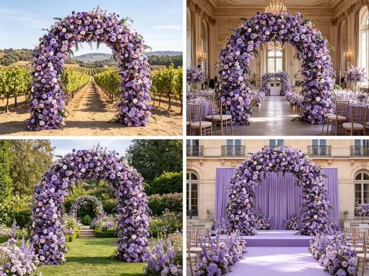 Global Purple Wedding Arch Projects in USA Europe and Australia
