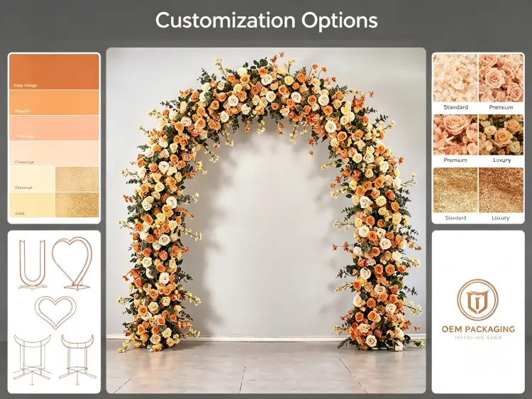 Custom Rose Gold Flower Arch Color Gradient Size Density Options OEM Service