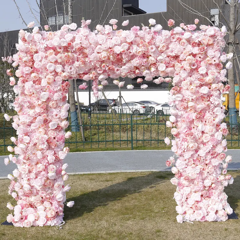 pink rose flower arch wedding backdrop