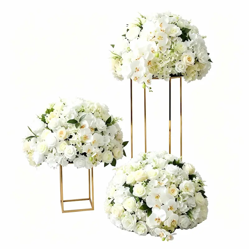 Flower Ball – Artificial Flower Ball Centerpiece for Wedding（Lush Silk Flower Ball for Tables, Hanging & Displays）