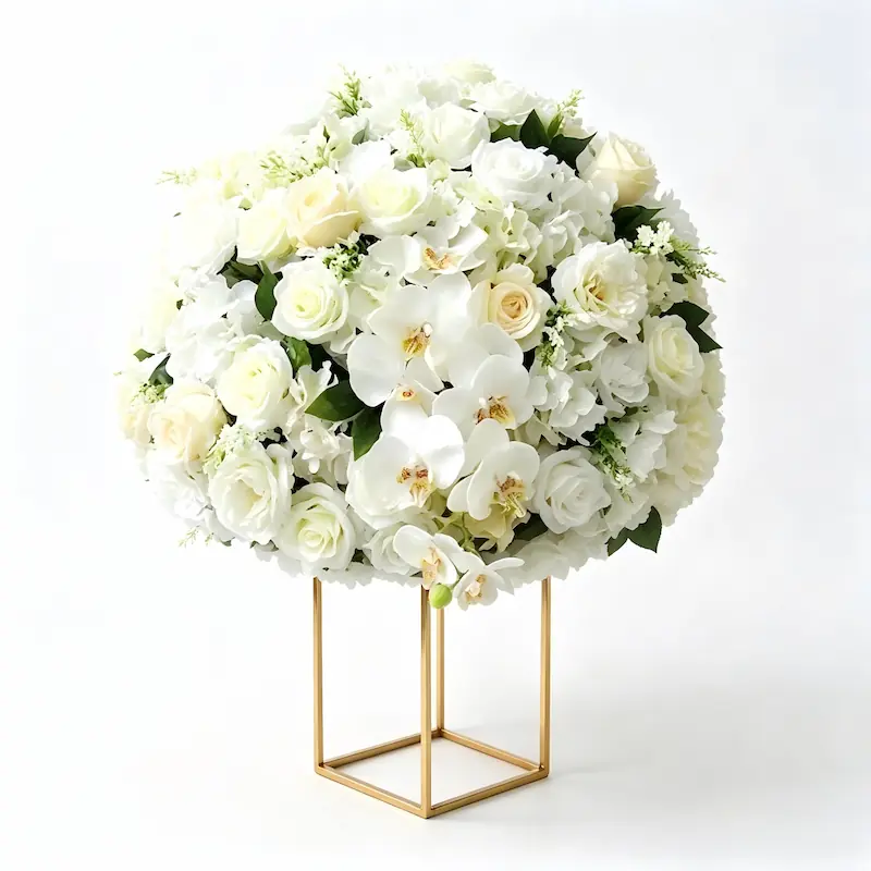 Flower Ball – Artificial Flower Ball Centerpiece for Wedding（Lush Silk Flower Ball for Tables, Hanging & Displays）