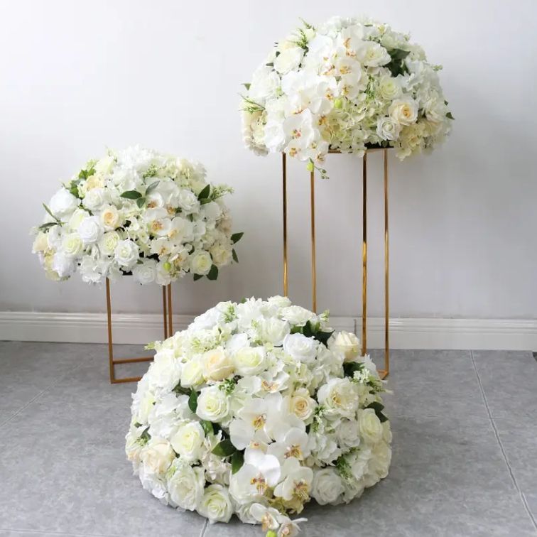 Flower Ball – Artificial Flower Ball Centerpiece for Wedding（Lush Silk Flower Ball for Tables, Hanging & Displays）