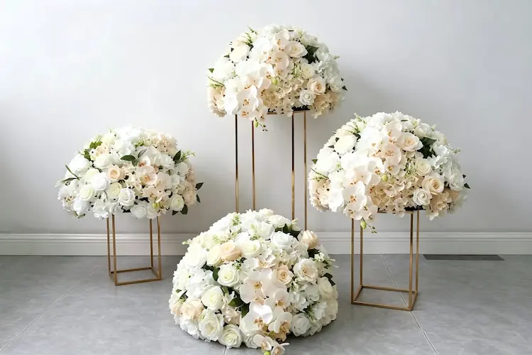 multiple flower balls arrangement display event decor