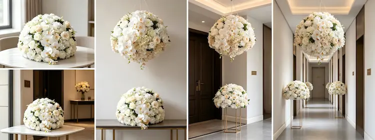 flower ball multiple scenes centerpiece hanging entry aisle