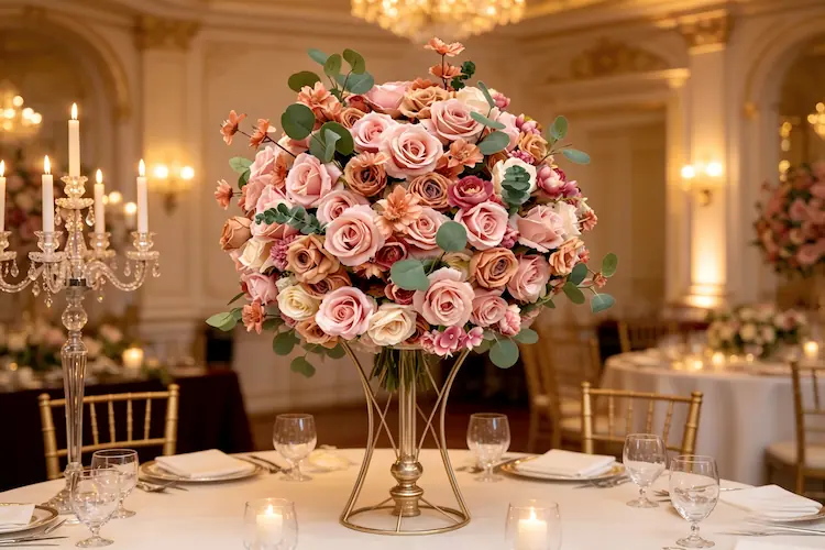 silk flower ball wedding reception centerpiece table decor