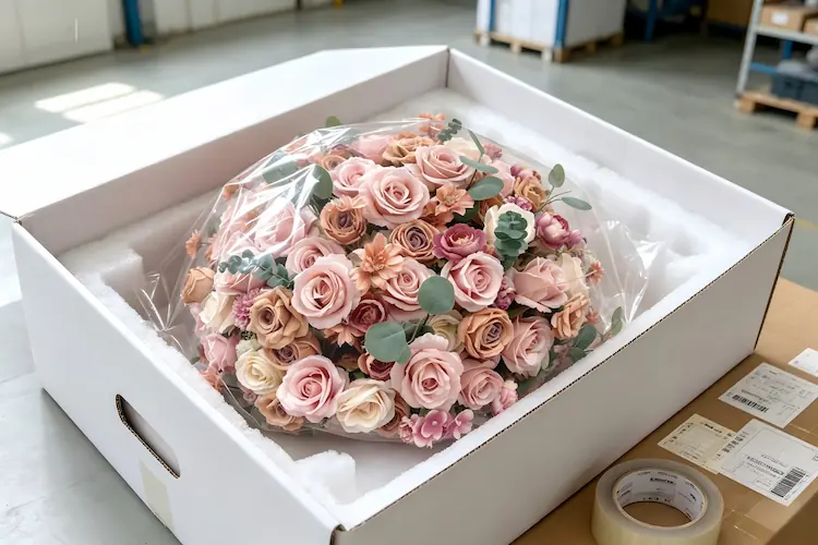 silk flower ball packaging in carton for shipping