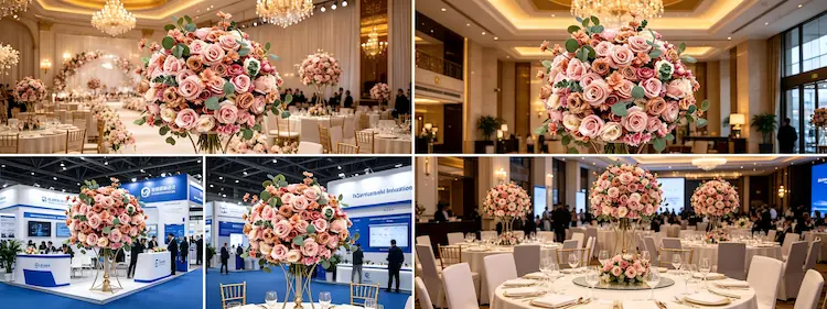 international wedding cases using XIBO silk flower balls