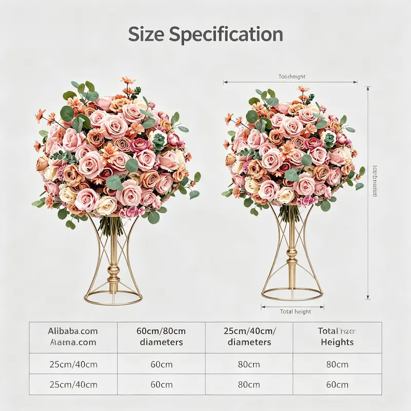 Wedding Flower Arrangements – Artificial Silk Flower Ball（Premium Silk Floral Decor for Wedding Ceremony & Reception）