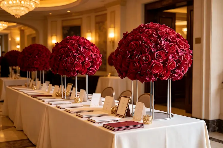 silk flower ball wedding entryway welcome decor